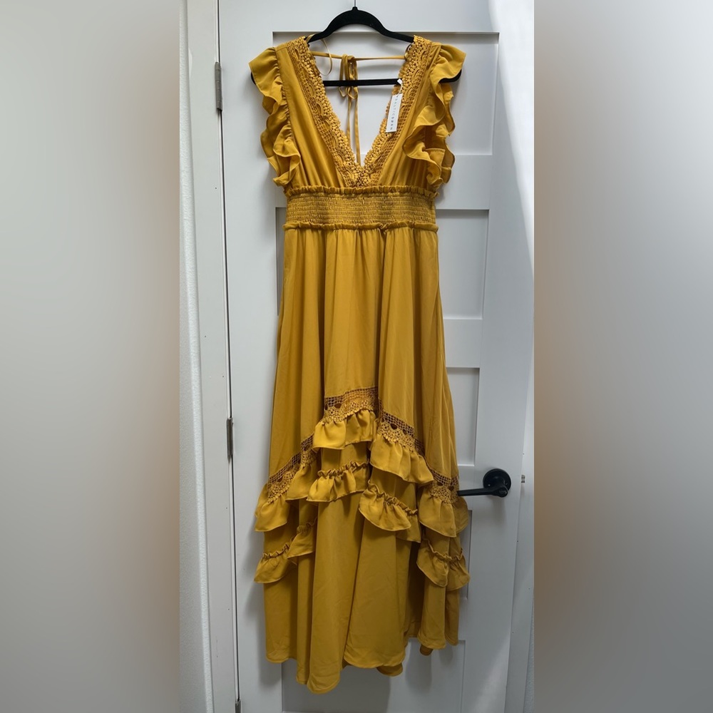 Baltic Born Jasmine Mustard Ruffle Maxi Size Large NWT